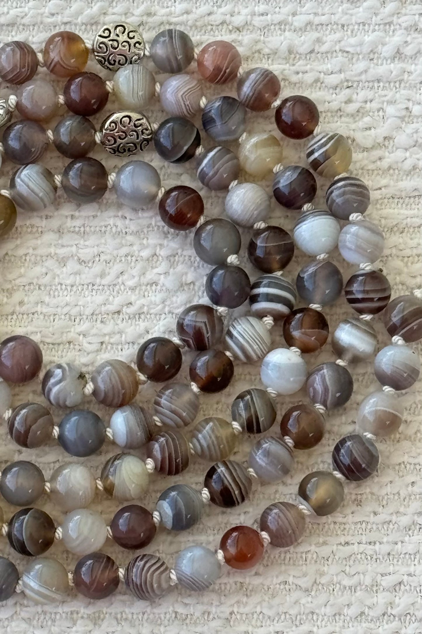 Custom Handmade Mala Necklaces on Silk